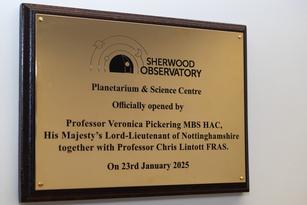 Sherwood Observatory official opening plaque